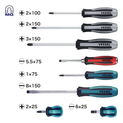 Image showing  8 pc. Assorted Megadora Impacta Screwdriver Set