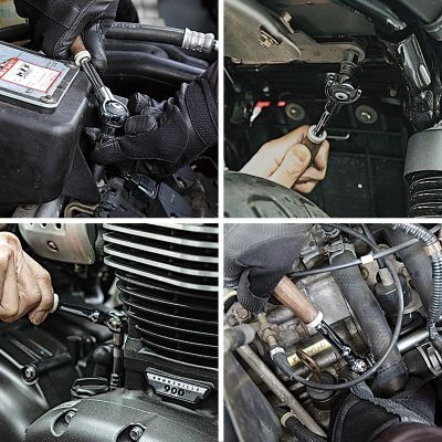 Image showing  1/4 in. Square Drive Metric Wood-Composite Handle Swivel Ratchet Handle