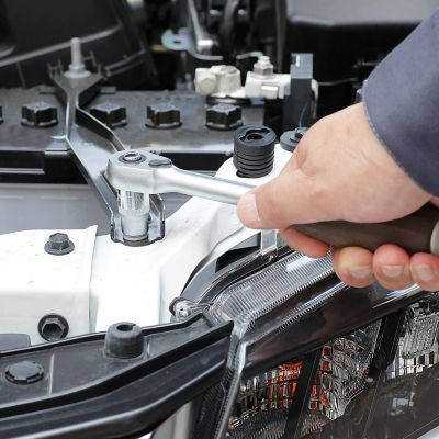 Image showing  1/4 in. Square Drive Metric Wood-Composite Handle Ratchet