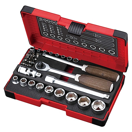 VESSEL Wood-Compo Socket Wrench Set No.HRW2303M-W 1/4 in. & 3/8 in. SQ Drive 36 pc. Set