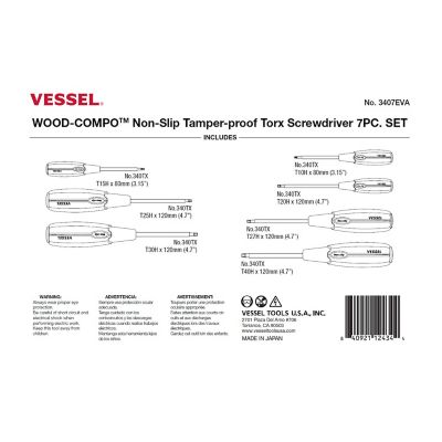 Image showing  7 pc. Wood-Composite Non-Slip Torx Tamper-Proof Screwdriver Set