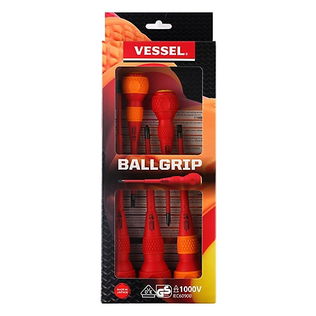 VESSEL Ball Grip Insulated Screwdriver 5 pc. Set No.2005PBU