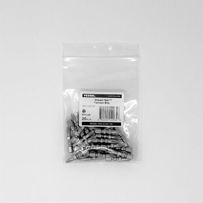 VESSEL 25 pc. PH1 x 30 mm Impact Ball Torsion Bit Set, Bulk