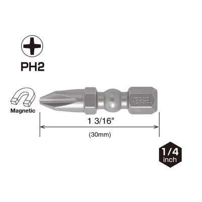 Image showing  5 pc. PH2 x 30 mm Impact Ball Torsion Bit Set, Card