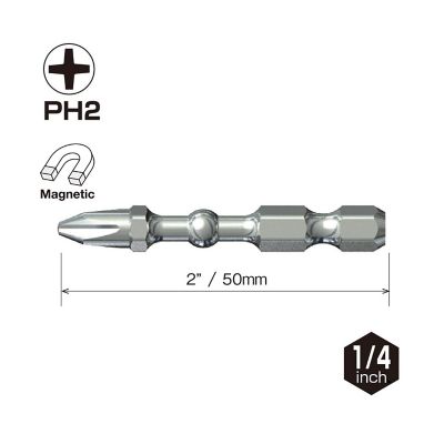 Image showing  25 pc. PH2 x 50 mm Impact Ball Torsion Bit Set, Bulk