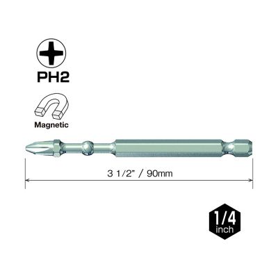 Image showing  10 pc. PH2 x 90 mm Impact Ball Torsion Bit Set, Bulk