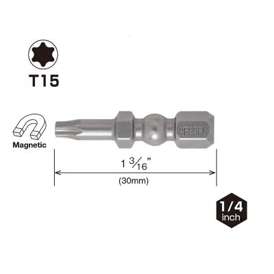 Image showing  2 pc. T15 x 30 mm Impact Ball Torsion Bit Set, Card