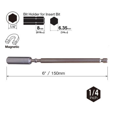 Image showing  150 mm Impact Ball Torsion Bit Holder, 1/4 in. Hex, 10 pc.