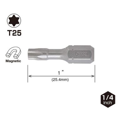Image showing  3 pc. T25 x 25.4 mm Neck Torsion Insert Bit Set, Card