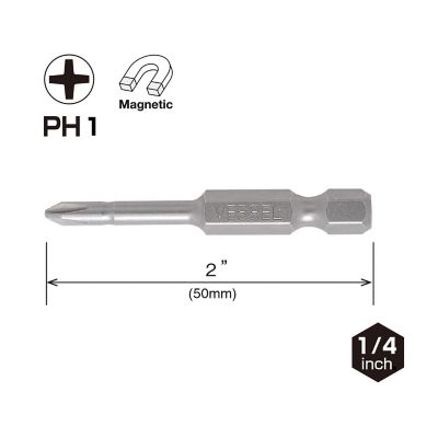 Image showing  2 pc. PH1 x 50 mm Neck Torsion Power Bit Set, Card