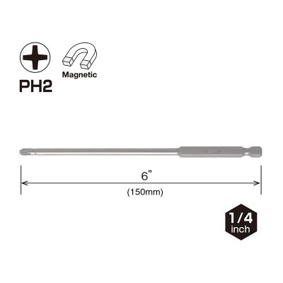 Image showing  10 pc. PH2 x 150 mm Neck Torsion Power Bit Set, Bulk