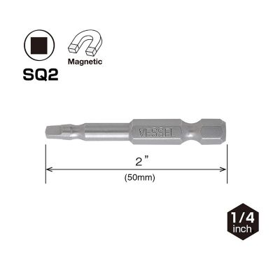 Image showing  2 pc. SQ2 x 50 mm Neck Torsion Power Bit Set, Card