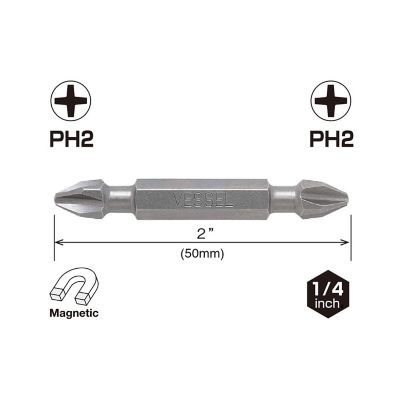 Image showing  2 pc. PH2 x 50 mm Neck Torsion Double-Ended Power Bit Set, Card