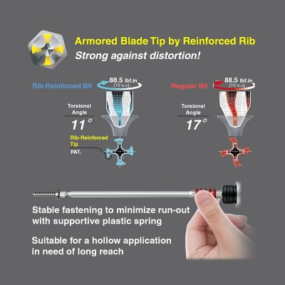 Image showing  10 pc. PH2 x 150 mm Neck Torsion Rib-Reinforced Power Bit Set, Bulk