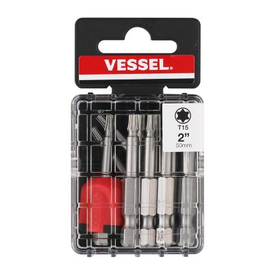 VESSEL 10 pc. T15 x 50 mm Neck Torsion Power Bit Set with Mag Enhancer, Case