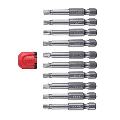 Image showing  10 pc. T25 x 50 mm Neck Torsion Power Bit Set with Mag Enhancer, Case