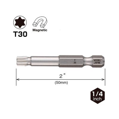 Image showing  10 pc. T30 x 50 mm Neck Torsion Power Bit Set with Mag Enhancer, Case