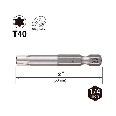 Image showing  10 pc. T40 x 50 mm Neck Torsion Power Bit Set with Mag Enhancer, Case