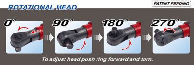 Image showing  1/4 in. Drive Rotational Head Mini Ratchet