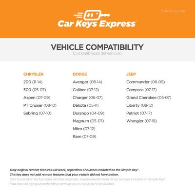 Image showing  Chrysler, Dodge and Jeep Simple Key with 3 Buttons