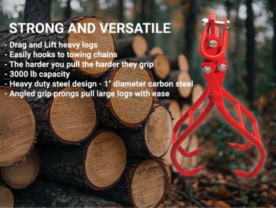 Image showing  Heavy-Duty Solid Steel 28 in. Quad Claw Timber Log Lifting Tongs Grappler Grabber