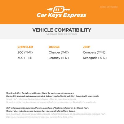 Image showing  Chrysler, Dodge and Jeep Simple Key, 5 Button