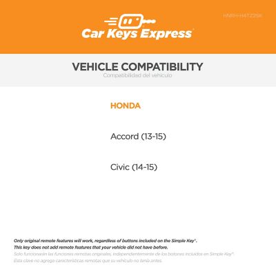 Image showing 4 th Car Keys Express Honda Simple Key, 4 Button, HNRH-H4TZ2SK