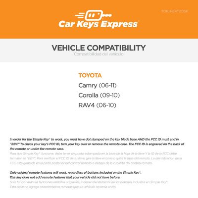 Image showing  Toyota Simple Key, 4 Button, TORH-E4TZ0SK