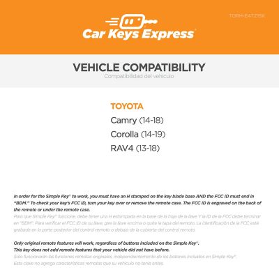 Image showing  Toyota Simple Key, 4 Button, TORH-E4TZ1SK