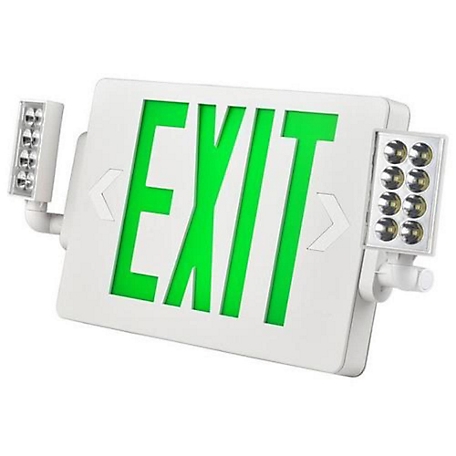 Beyond LED Technology H3 LED Combo Safety Exit Sign, 3.3W, 6500K, Green Letters, Single & Double Face, Pack of 2