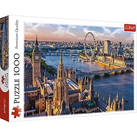 Trefl 1,000 pc. London England Jigsaw Puzzle, Showcases Aerial View with Big Ben and River Thames