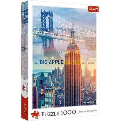 Trefl 1,000 pc. New York City at Dawn Jigsaw Puzzle, Showcases Brooklyn Bridge and Empire State Building