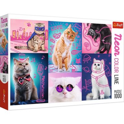 Trefl 1,000 pc. Super Cats Neon Color Line Jigsaw Puzzle