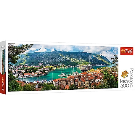 Trefl 500 pc. Kotor Montenegro Panorama Jigsaw Puzzle, Showcases Medieval Old Town