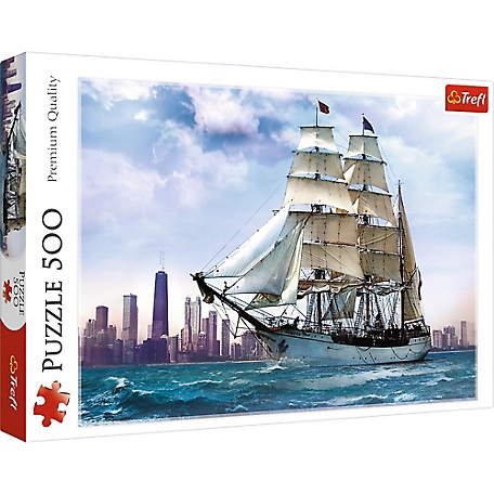 Trefl 500 pc. Sailing Towards Chicago Jigsaw Puzzle, Showcases Lake Michigan and City Skyline