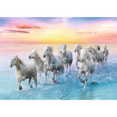 Image showing  500 pc. Sunset Galloping White Horses Jigsaw Puzzle