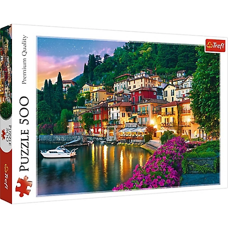 Trefl 500 pc. Lake Como Italy Jigsaw Puzzle, Showcases Romantic Oceanside Village
