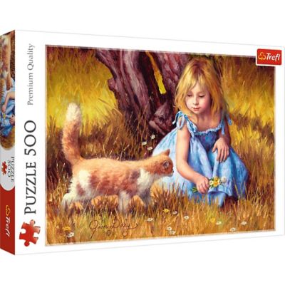 Trefl 500 pc. In the Center of Attention Girl and Cat Jigsaw Puzzle, Jim Daly Puzzle