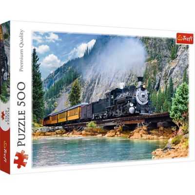Trefl 500 pc. Steam Train Jigsaw Puzzle, Showcases Mountain and Locomotive