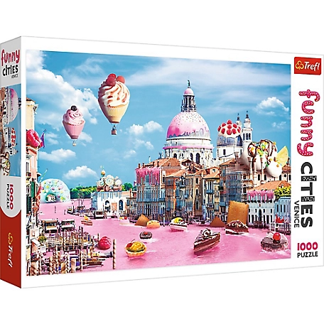 Trefl 1,000 pc. Sweets in Venice Jigsaw Puzzle, Showcases Hot Air Balloons