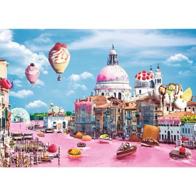 Image showing  1,000 pc. Sweets in Venice Jigsaw Puzzle, Showcases Hot Air Balloons