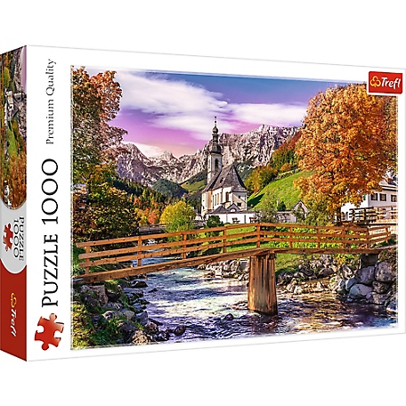 Trefl 1,000 pc. Bavaria in Autumn Jigsaw Puzzle, Showcases German Landscape with the Alps, Village and River