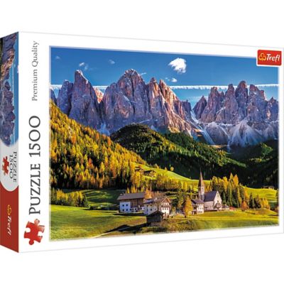 Trefl 1,500 pc. Val di Funes Valley Jigsaw Puzzle, Showcases the Dolomite Mountains of Italy