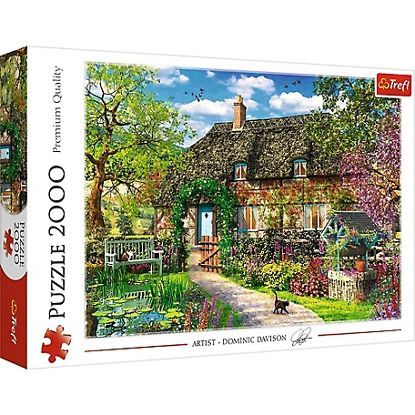 Trefl 2,000 pc. Country Cottage Jigsaw Puzzle, Showcases Charming Nook, Pond and Countryside