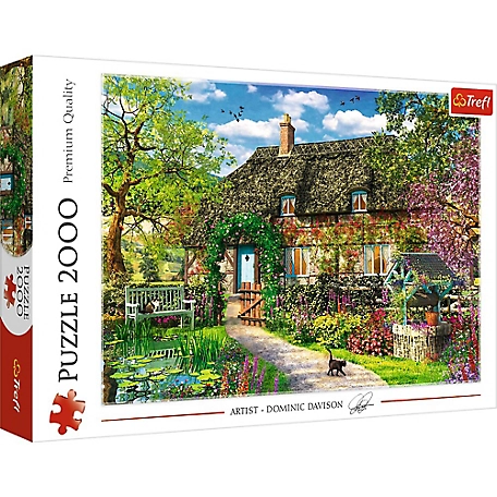 Trefl 2,000 pc. Country Cottage Jigsaw Puzzle, Showcases Charming Nook, Pond and Countryside