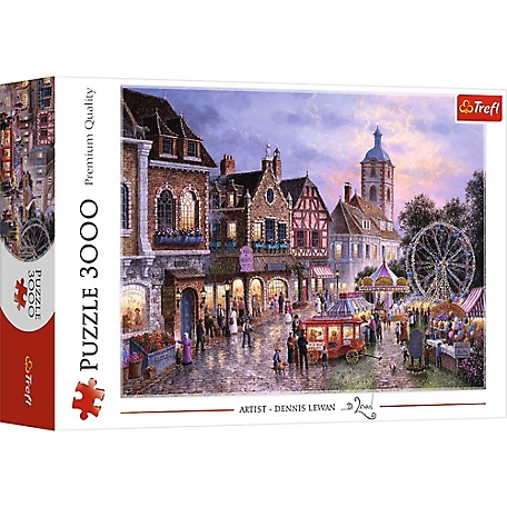 Trefl 3,000 pc. Townscape Jigsaw Puzzle, Showcases Funfair and Idyllic and Charming Picture of Old Town