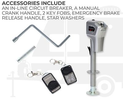 Image showing 5 th HUSKY Electric Super Brute 5,000 lb. Trailer Tongue Jack, with Remote, 82022