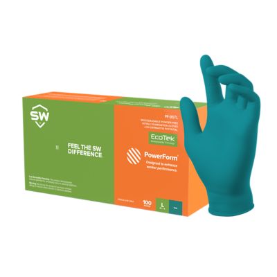 Image showing  PowerForm 5.0 mil Sustainable Nitrile Exam Gloves, 100-Pack, Teal, Medium