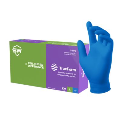 Image showing  TrueForm 3.1 mil Sustainable Everyday Nitrile Exam Gloves, 100-Pack, Royal Blue, Small