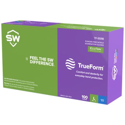 Image showing  TrueForm 3.1 mil Sustainable Everyday Nitrile Exam Gloves, 100-Pack, Royal Blue, Extra Large
